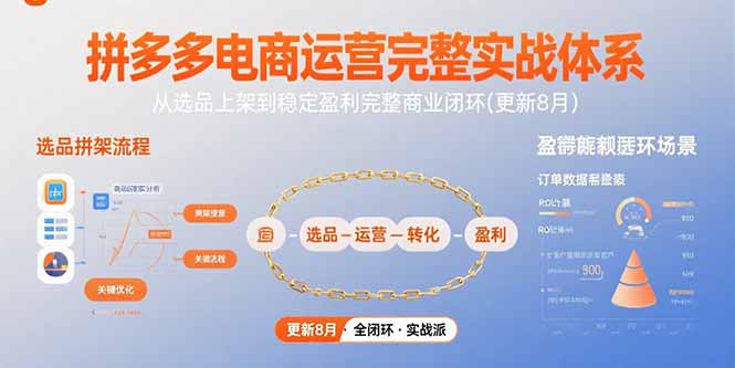 拼多多电商运营完整实战体系，从选品上架到稳定盈利完整商业闭环(更新8月-吾爱自习网