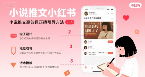 小说推文小红书高转化引导方法实操课，小说推文高效且正确引导方法-吾爱自习网