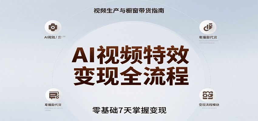 AI视频特效变现全流程，零基础7天掌握视频生产到橱窗带货变现-吾爱自习网