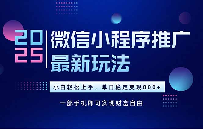 25年下半年微信小程序推广最新玩法，轻松日入800+-吾爱自习网