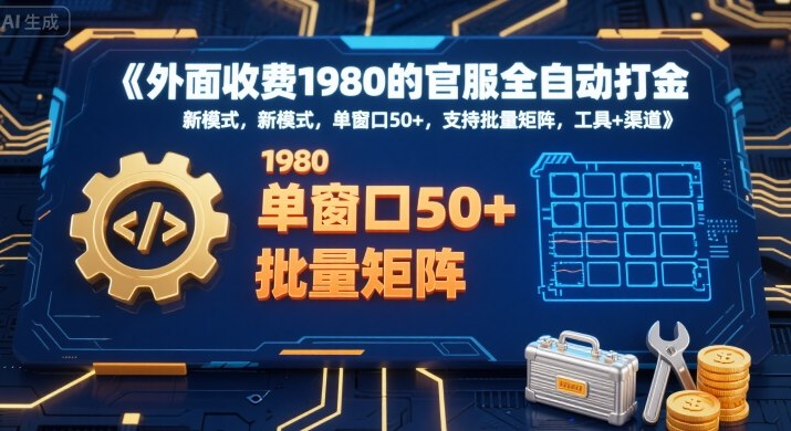 外面收费1980的官服全自动打金，新模式，单窗口50+，支持批量矩阵，工具+渠道【揭秘】-吾爱自习网