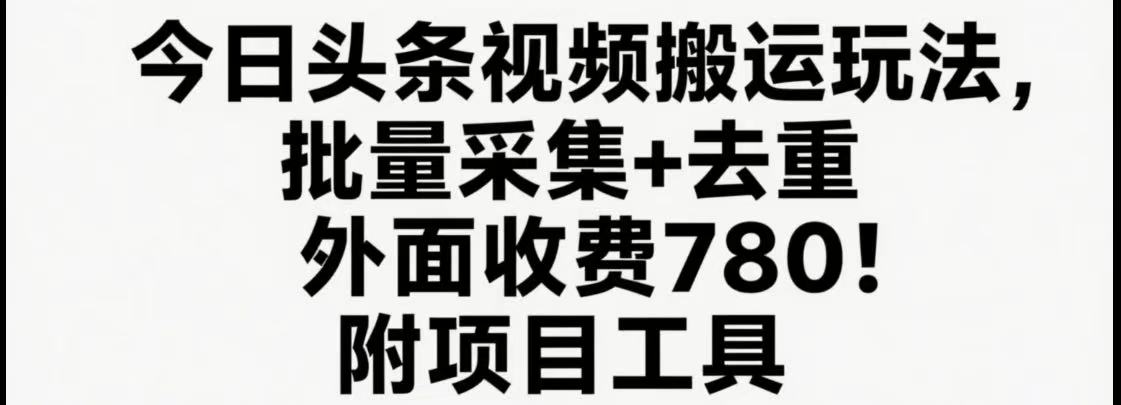 今日头条视频搬运玩法，软件一键去重，轻松日入500+附项目工具-吾爱自习网