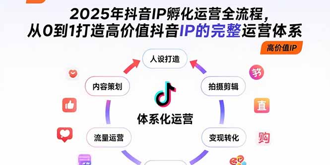 2025年抖音IP孵化运营全流程，从0到1打造高价值抖音IP的完整运营体系-吾爱自习网