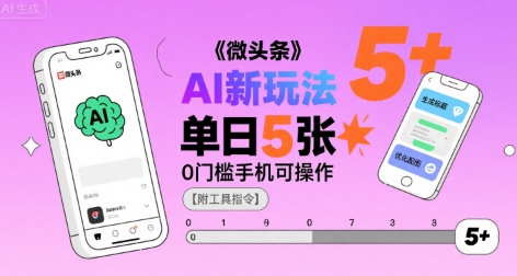 微头条AI新玩法，小白单日5张+，0门槛手机可操作【附工具指令】-吾爱自习网