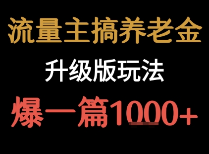流量主之养老金升级版玩法  爆一篇收益1k+-吾爱自习网