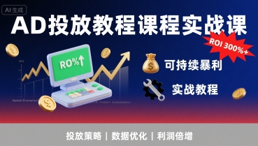 AD投放教程课程实战课，实现广告ROI300%+可持续暴利-吾爱自习网