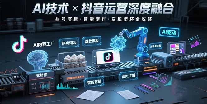 AI技术与抖音运营的深度融合应用：涵盖账号搭建、内容创作、收益变现等-吾爱自习网