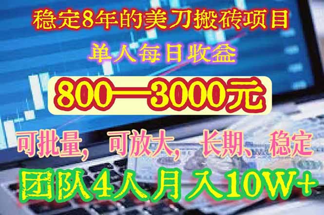稳定8年的美刀搬砖项目，单人每日收益800—3000.团队4人月入10W+.可线下-吾爱自习网