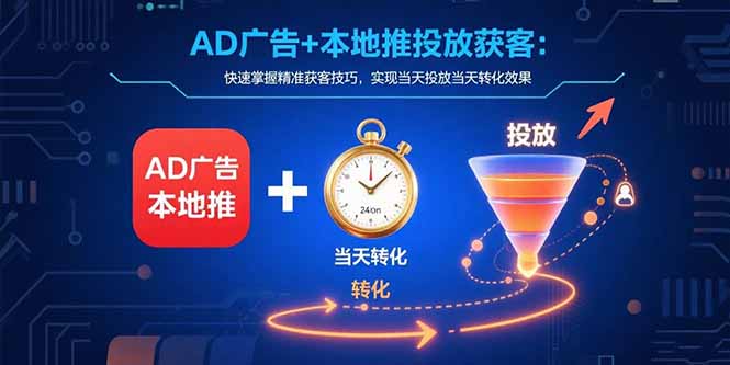 AD广告+本地推投放获客：快速掌握精准获客技巧，实现当天投放当天转化效果-吾爱自习网