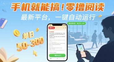 手机就能搞！零撸阅读挂G，最新平台，一键自动运行，随时随地挣，单日50-3张+【揭秘】-吾爱自习网