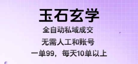 玉石玄学全自动私域成交，一单99每天十单以上，无需人工和矩阵账号，蓝海项目直接干【揭秘】-吾爱自习网