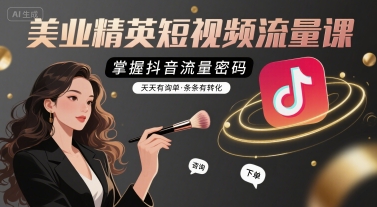 美业精英短视频流量课，掌握抖音流量密码，天天有询单，条条有转化-吾爱自习网