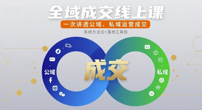 全域成交线上课，一次讲透公域、私域运营成交-吾爱自习网