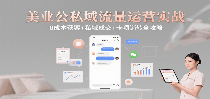 美业公私域流量运营实战：0成本获客+私域成交+卡项销转全攻略-吾爱自习网