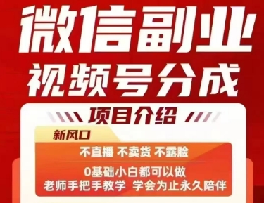 微信副业视频号分成，不直播 不卖货 不露脸，三五分钟即可完成一条作，每日收益几十、几张不等-吾爱自习网