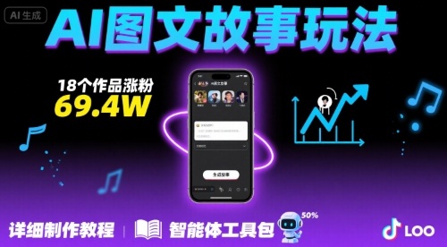 抖音爆火的ai图文故事玩法，18个作品涨粉69.4W，详细制作教程+智能体-吾爱自习网