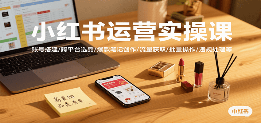 小红书运营实操课，账号搭建/跨平台选品/爆款笔记创作/流量获取/批量操作/违规处理等-吾爱自习网