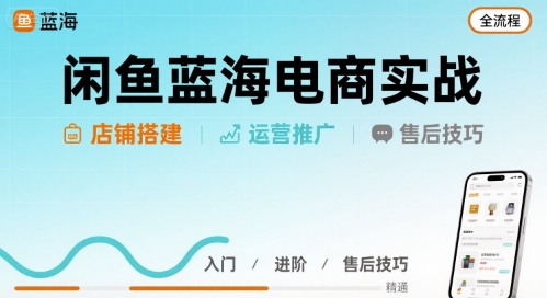 闲鱼蓝海电商实战，店铺搭建运营售后全流程-吾爱自习网