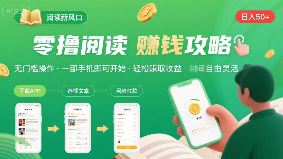 零撸阅读新风口，无门槛轻松挣，一部手机，日入 50-3张【揭秘】-吾爱自习网