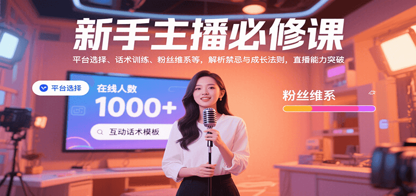 新手主播必修课：平台选择、话术训练、粉丝维系等，解析禁忌与成长法则，突破直播能力-吾爱自习网