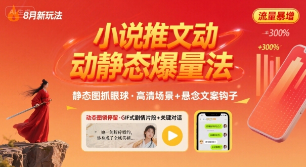8月小说推文全新玩法，动静态图片+搭配小说文案爆量玩法-吾爱自习网