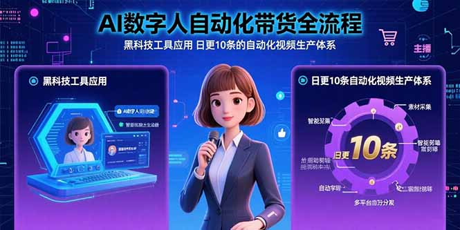 AI数字人自动化带货全流程：黑科技工具应用 日更10条的自动化视频生产体系-吾爱自习网