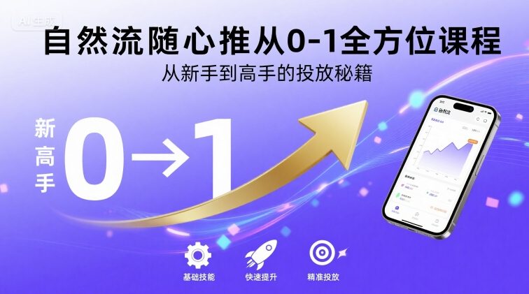 自然流随心推从0-1全方位课程，从新手到高手的投放秘籍-吾爱自习网