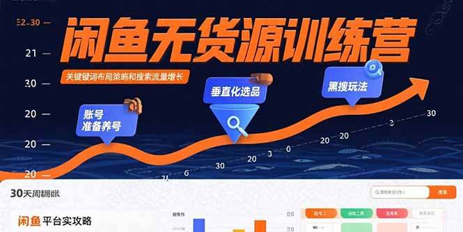 闲鱼无货源训练营：账号准备养号/垂直化选品/黑搜玩法，0基础30天盈利指南-吾爱自习网