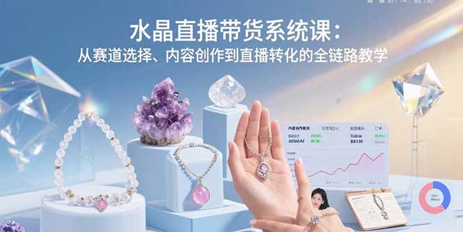 水晶直播带货系统课：从赛道选择、内容创作到直播转化的全链路教学-吾爱自习网