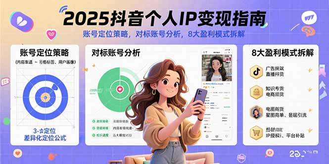 2025抖音个人IP变现指南，账号定位策略，对标账号分析，8大盈利模式拆解-吾爱自习网