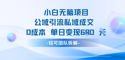 小白无脑项目公域引流私域成交0成本单日变现680米-吾爱自习网