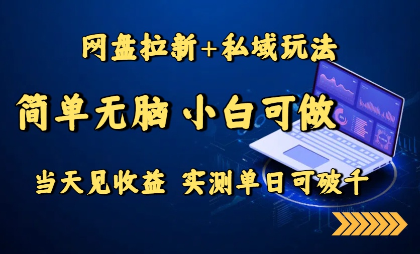 网盘拉新+私域玩法，简单无脑，小白可做，当天见收益，实测单日可破千-吾爱自习网