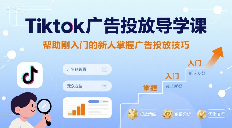 Tiktok广告投放导学课，帮助刚入门的新人掌握广告投放技巧-吾爱自习网