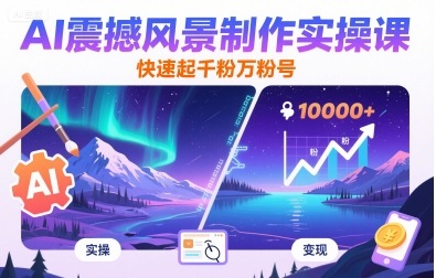 AI震撼风景制作实操课，快速起千粉万粉号-吾爱自习网