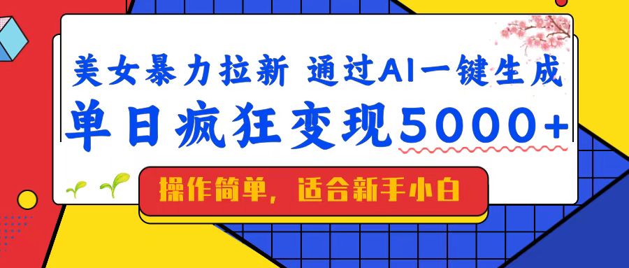美女暴力拉新，通过AI一键生成，单日疯狂变现5000+，纯小白一学就会！-吾爱自习网