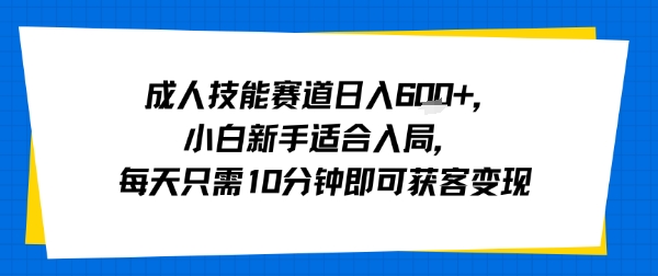 成人技能赛道日入多张，小白新手适合入局，每天只需10分钟即可获客变现-吾爱自习网