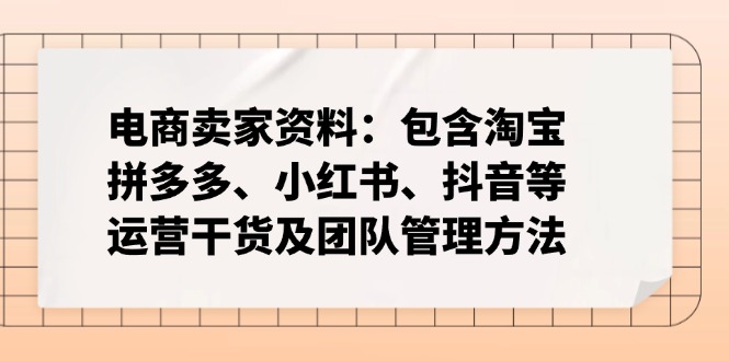 电商卖家资料：包含淘宝、拼多多、小红书、抖音等运营干货及团队管理方法-吾爱自习网
