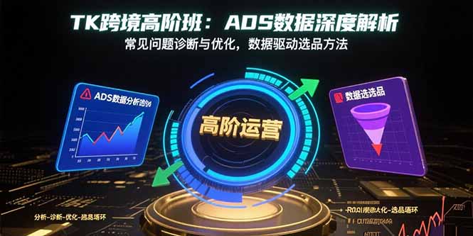 TK跨境高阶班:ADS数据深度解析,常见问题诊断与优化,数据驱动选品方法-吾爱自习网