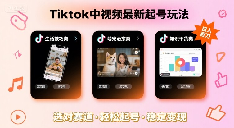Tiktok中视频最新起号玩法，想要日入百刀，做好这几个赛道就可以了-吾爱自习网