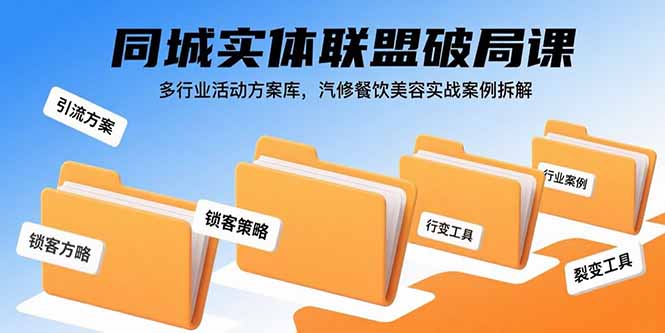 同城实体联盟破局课，多行业活动方案库，汽修餐饮美容实战案例拆解-吾爱自习网