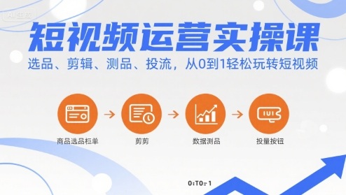 短视频运营实操课,选品、剪辑、测品、投流,从0到1轻松玩转短视频-吾爱自习网