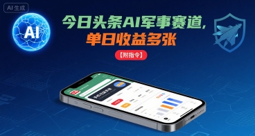 今日头条AI军事赛道,单日收益多张 ,手机可做【附指令】-吾爱自习网