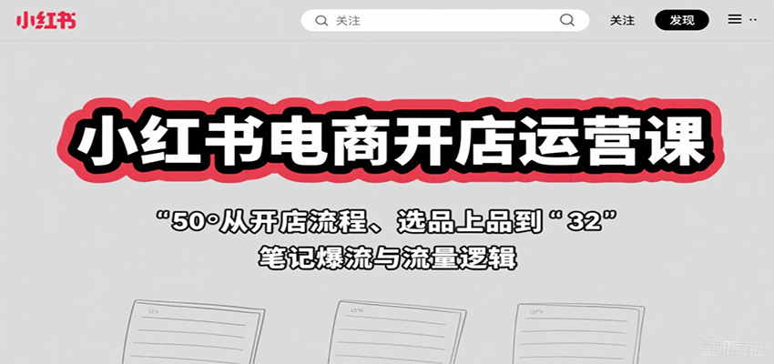 小红书电商开店运营课：从开店流程、选品上品到笔记爆流与流量逻辑-吾爱自习网