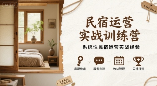 民宿运营实战训练营，系统性民宿运营实战经验-吾爱自习网