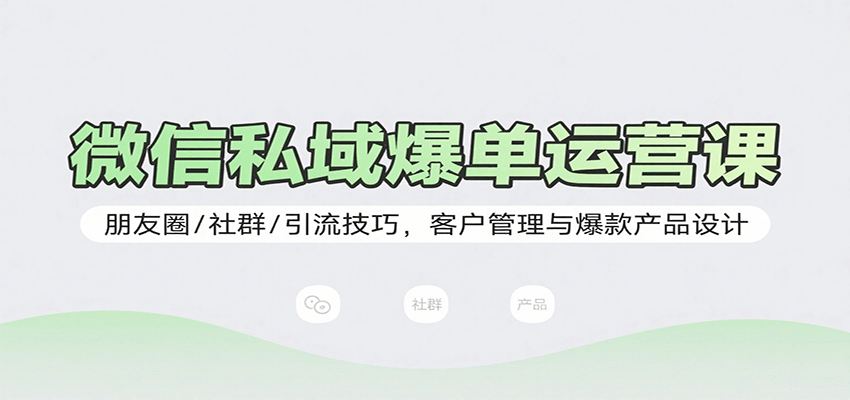 微信私域爆单运营课：朋友圈/社群/引流技巧，客户管理与爆款产品设计-吾爱自习网