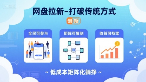 网盘拉新-打破传统方式，低成本矩阵化躺挣，全民可参与、矩阵可复制、收益可持续【揭秘】-吾爱自习网