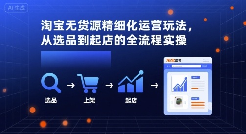 淘宝无货源精细化运营玩法，从选品到起店的全流程实操-吾爱自习网