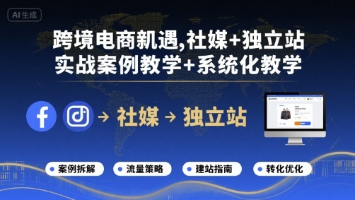 跨境电商新机遇，社媒+独立站，实战案例教学+系统化教学-吾爱自习网
