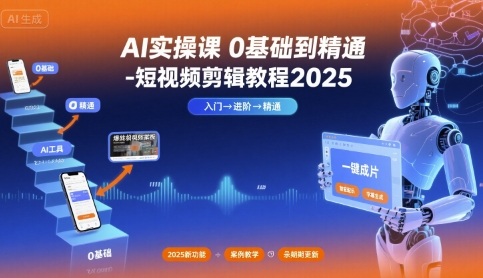 AI实操课0基础到精通-短视频剪辑教程2025-吾爱自习网
