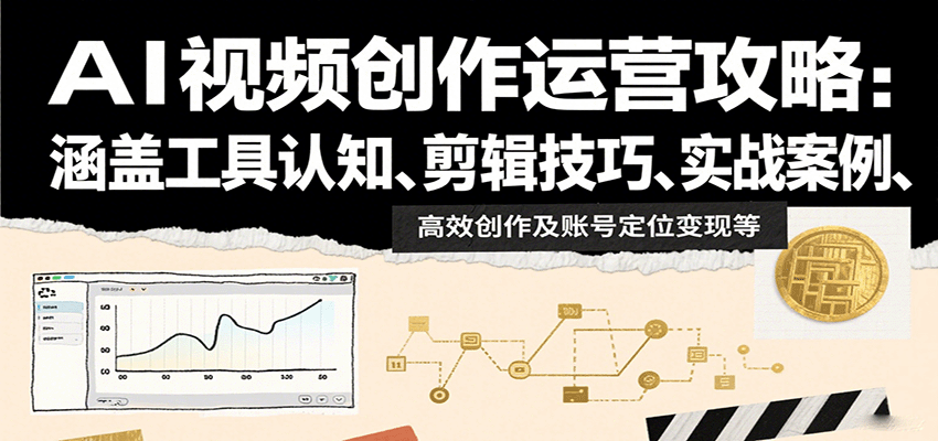 AI视频创作运营攻略：涵盖工具认知、剪辑技巧、实战案例、高效创作及账号定位变现等-吾爱自习网